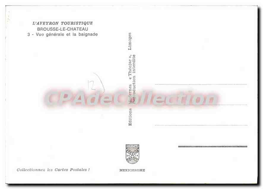 Brousse-le-Château — Vue générale et la baignade — Editions Diplome Mexichrome — Rückseite