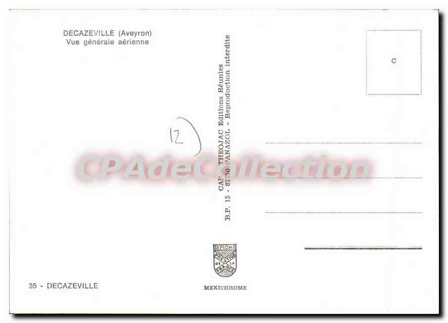 CPA Decazeville Aveyron Vue generale aerienne  — Back
