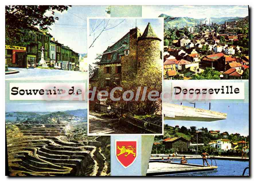 CPA Decazeville Aveyron Rue Cayrada Vue generale La Decouverte La Piscine 
