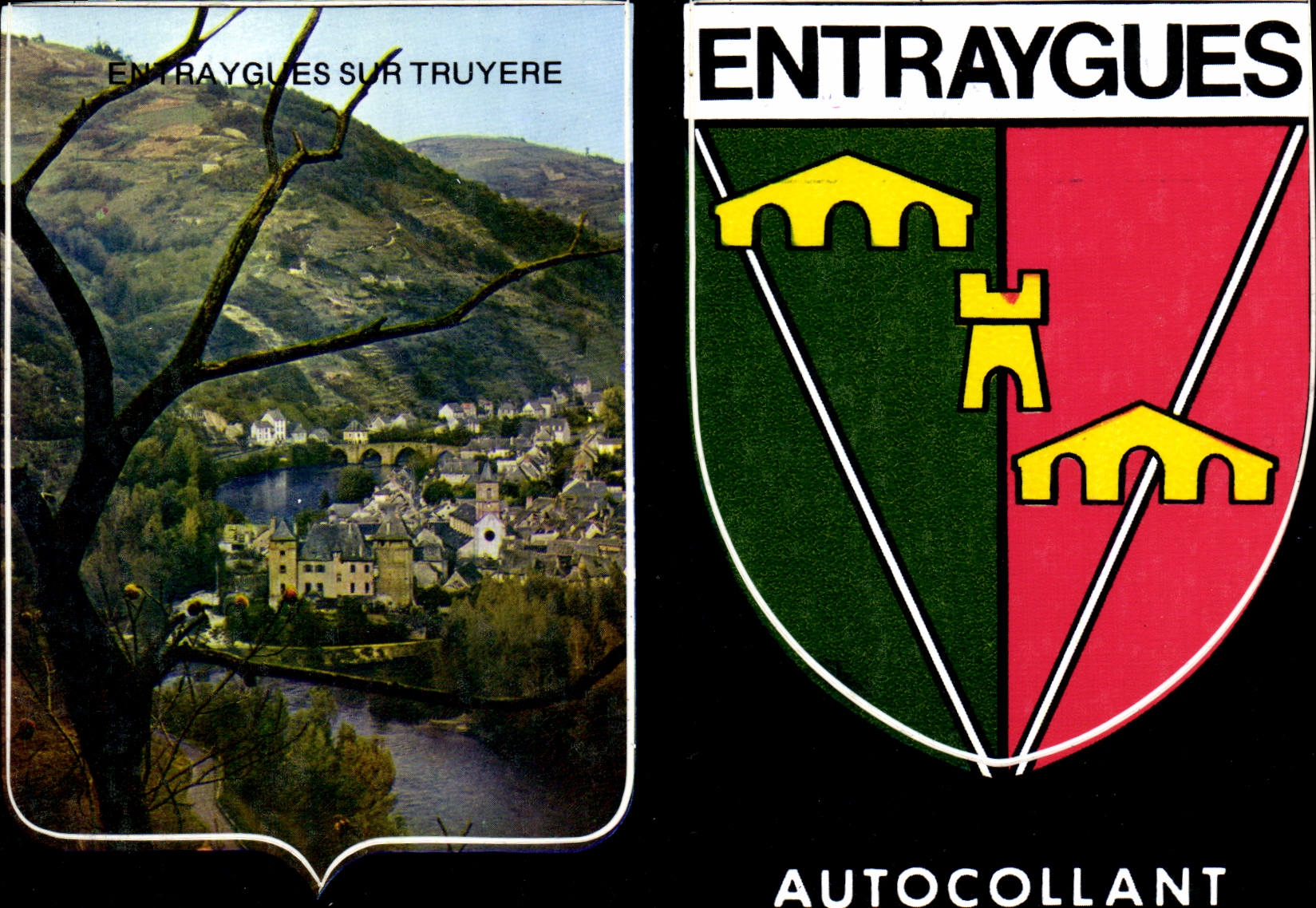 Entraygues-sur-Truyère — vue du village et du confluent — Autocollant