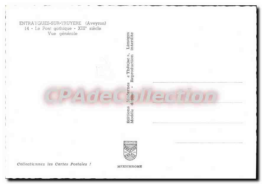 CPA Entraygues sur Truyere Aveyron Le Pont gothique Vue generale  — Verso