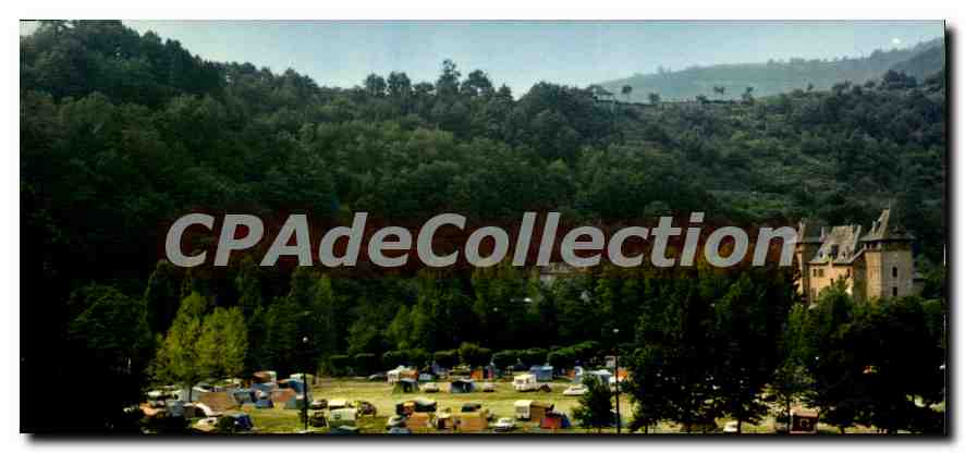 CPA Entraygues la Jolie Aveyron Le camping et le chateau 