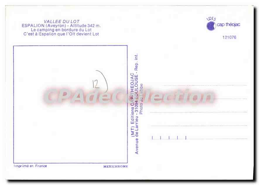 CPA Espalion Aveyron Le camping en bordure du Lot  — Rückseite