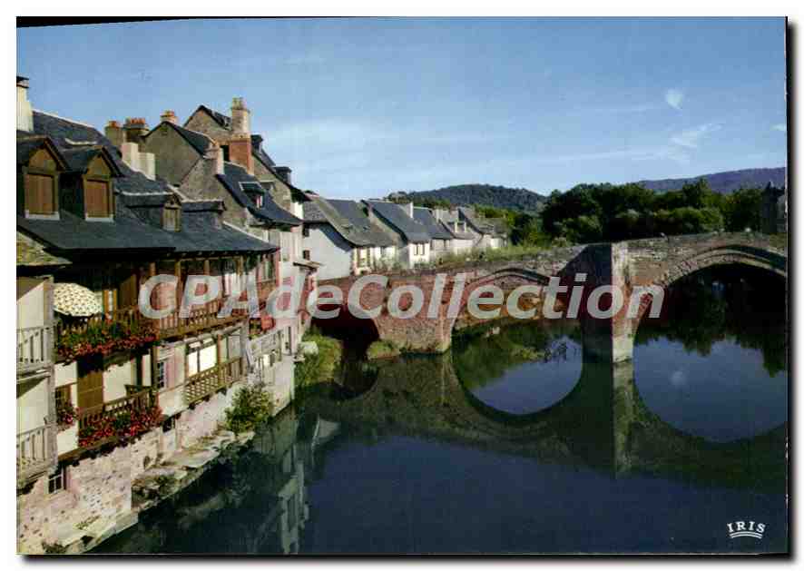 CPA Espalion Aveyron Le Pont et les vieilles maisons 