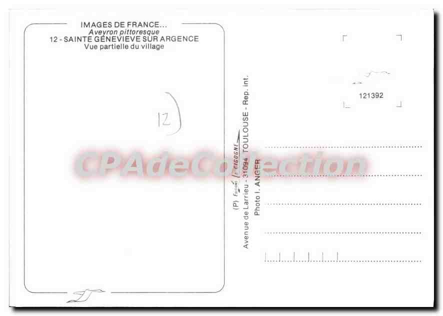 CPA Aveyron pittoresque Sainte Genevieve sur Argence Vue partielle du Village  — Rückseite
