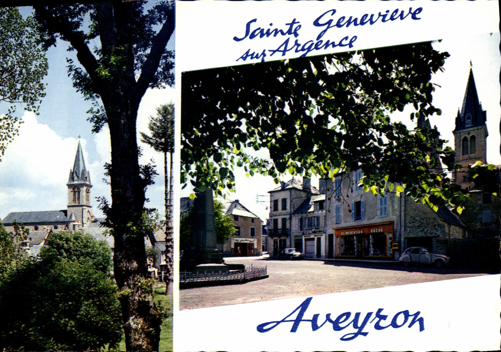 Sainte-Geneviève-sur-Argeance — vue de la place et de l'église — Éditions Méridaines, Limoges