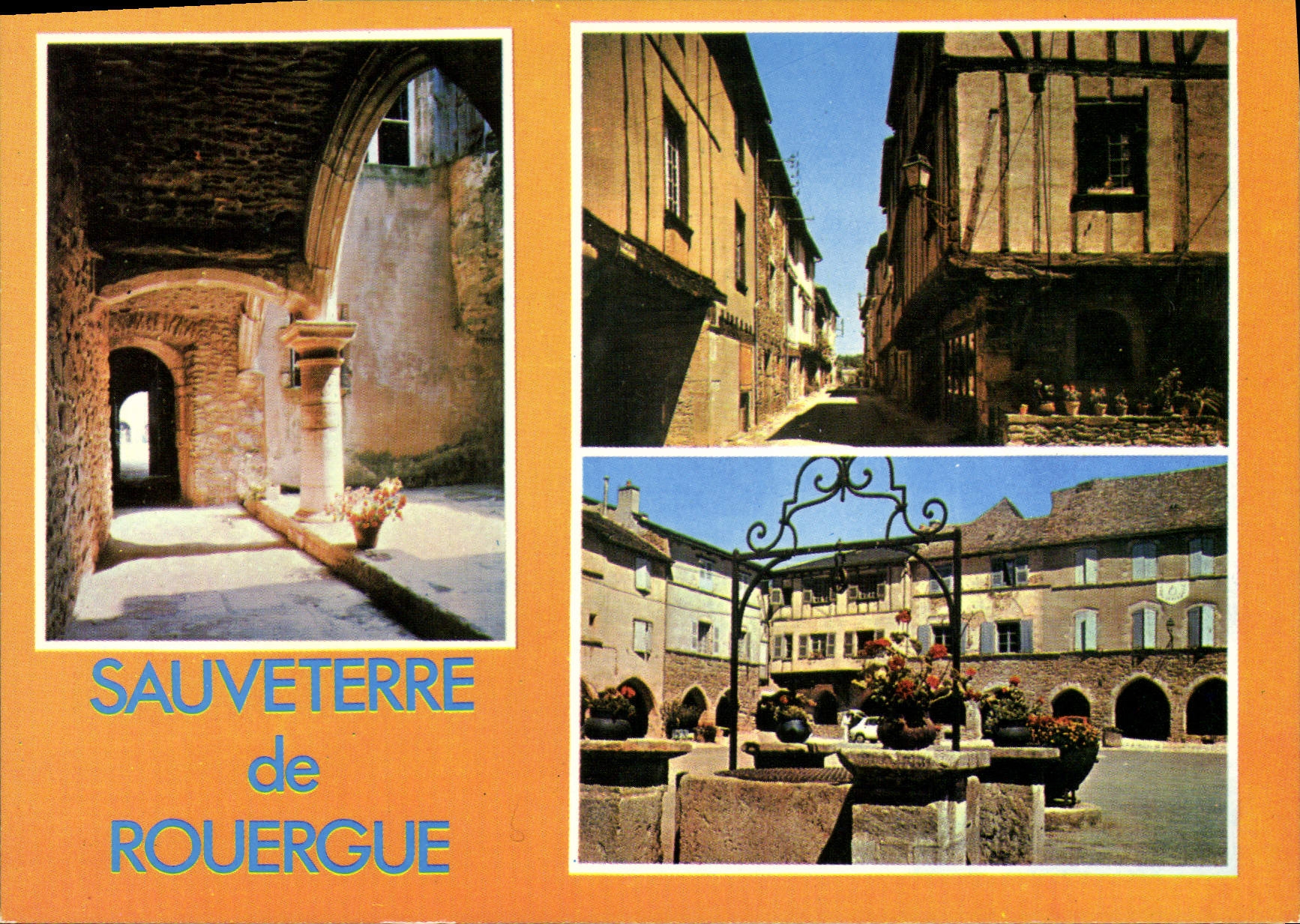 Sauveterre-de-Rouergue — vue de la place, de la rue Saint-Jean et de la bastide royale — éditeur CPADeCollection, n°11