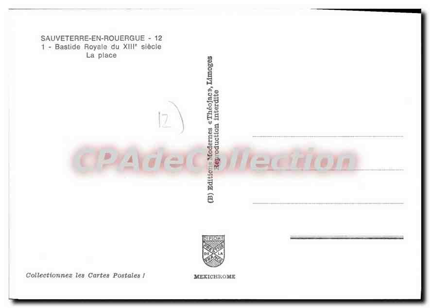 CPA Sauveterre en Rouergue Aveyron Bastide Royale  — Rückseite