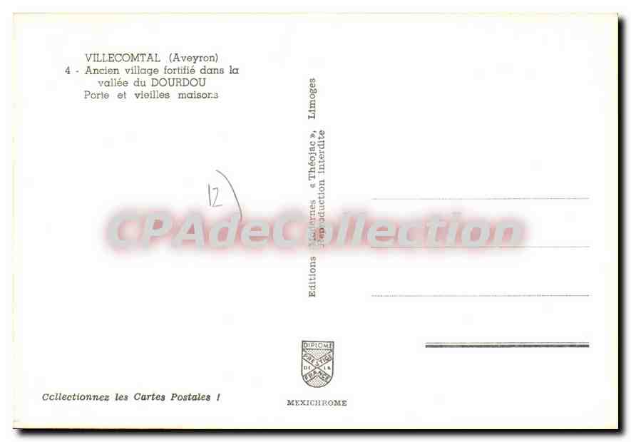 Villecomtal (Aveyron) — Ancien village fortifié dans la vallée du Dourdou — Editions Médiévales & Théojac — Verso