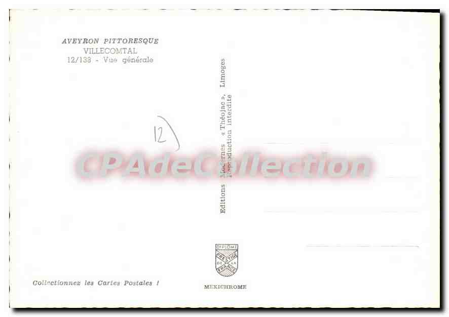 Aveyron pittoresque — Villecomtal — Éditions Duplome — Rückseite