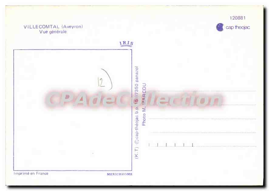 CPA Villecomtal Aveyron Vue generale  — Verso