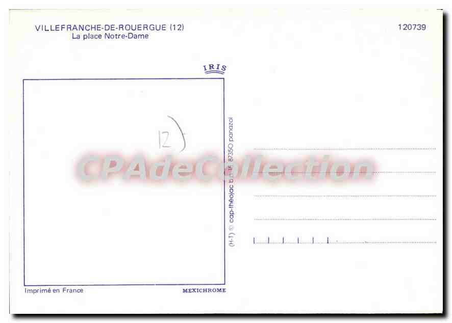 Villefranche-de-Rouergue (12) — La place Notre-Dame — IRIS — Verso