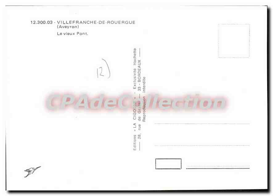 Villefranche-de-Rouergue — Le vieux Pont — Éditions La Cigogne — Verso