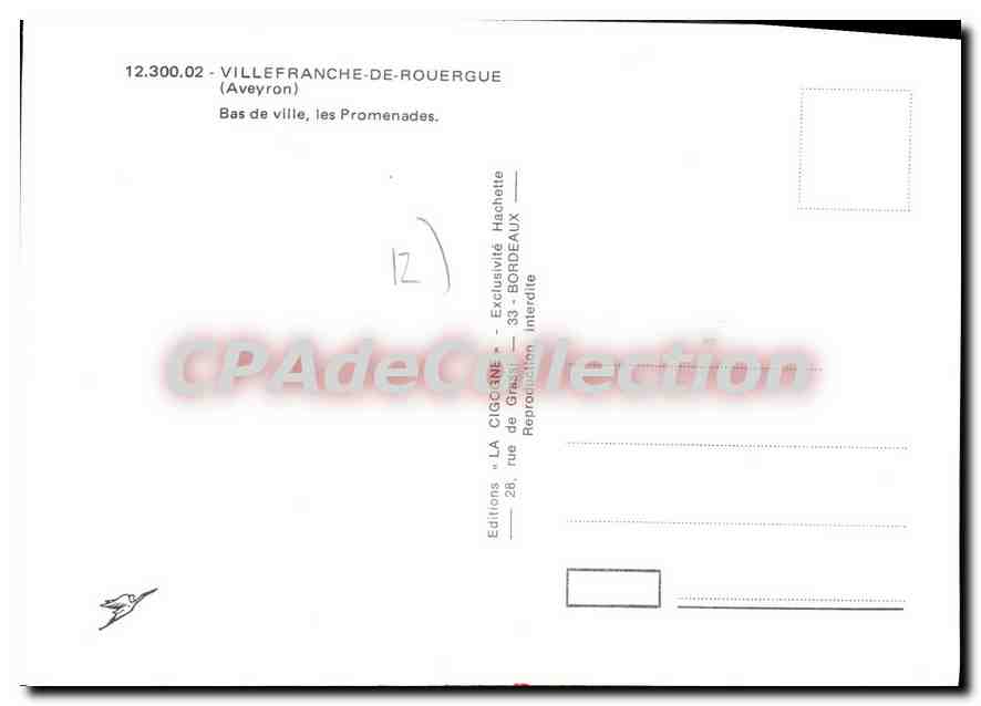 Villefranche-de-Rouergue — Bas de ville, les Promenades — Éditions La Cigogne — Reverso
