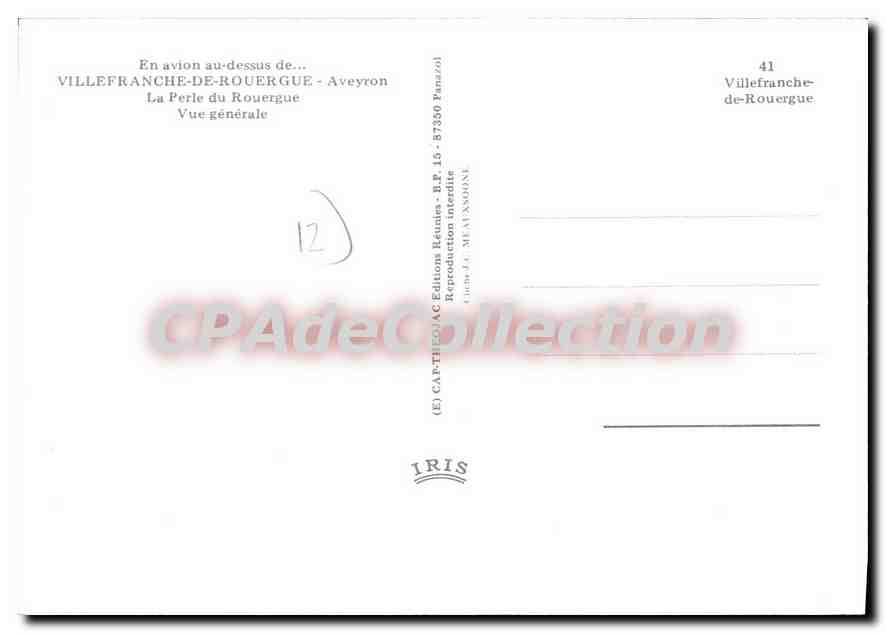 Villefranche-de-Rouergue — La Perle du Rouergue — Éditions Réunies — Verso