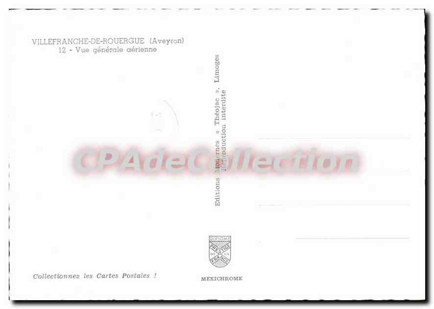 Villefranche-de-Rouergue — Vue générale aérienne — Editions Méliennes & Théodolac, série 12 — Achterkant