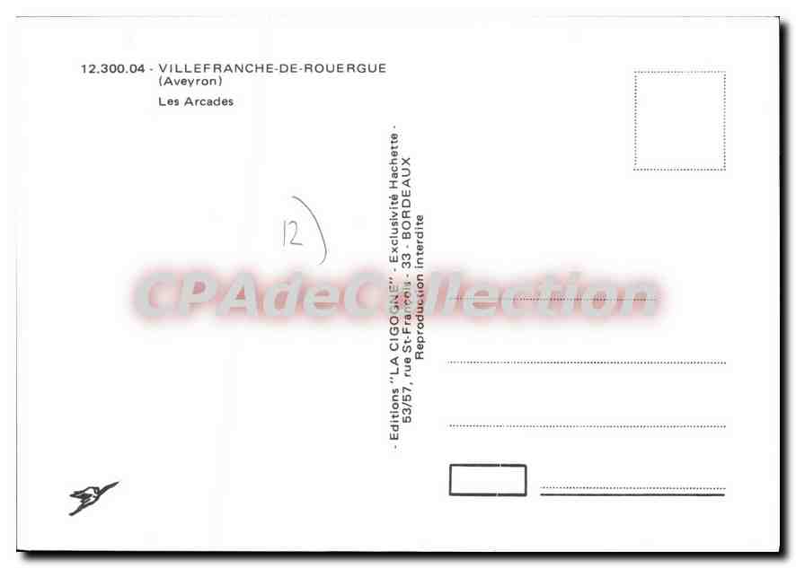 Villefranche-de-Rouergue — Les Arcades — Éditions LA CIGOGNE — Verso