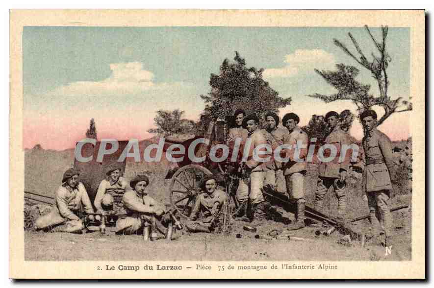 CPA Le Camp du Larzac Piece 75 de Montagne de l'Infanterie Alpine 