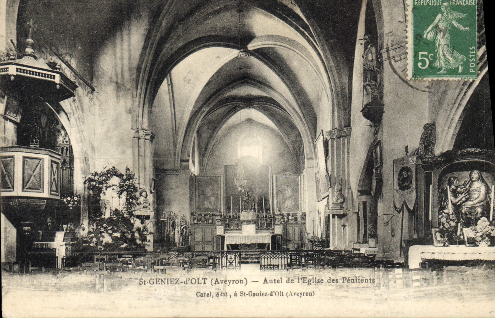 CPA St Geniez d'Olt Aveyron Autel de l'Eglise des Penitents 