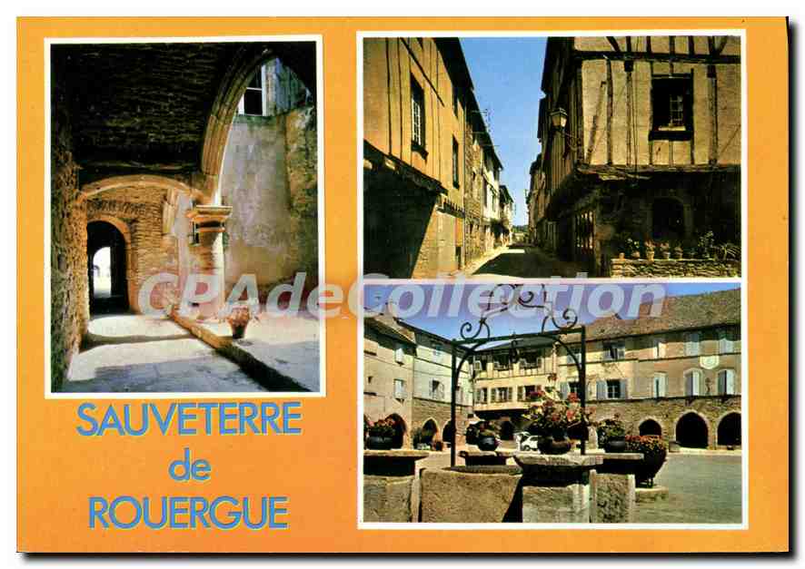 Sauveterre-de-Rouergue — Bastide royale du XIIIe siècle, la mairie, la rue Saint-Jean, la place et son cadran solaire — Éditions Larrieu, Toulouse