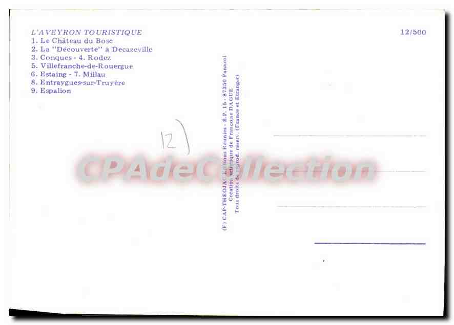 Aveyron — Carte touristique — CAP-THEMA — Rückseite