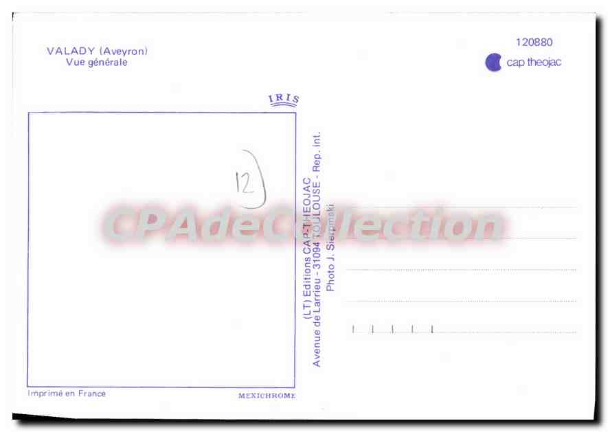 CPA Valady Aveyron Vue generale  — Rückseite