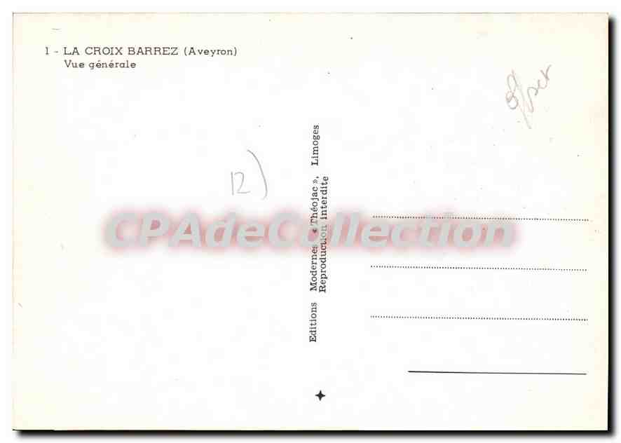 CPA La Croix Barrez Aveyron Vue generale  — Rückseite