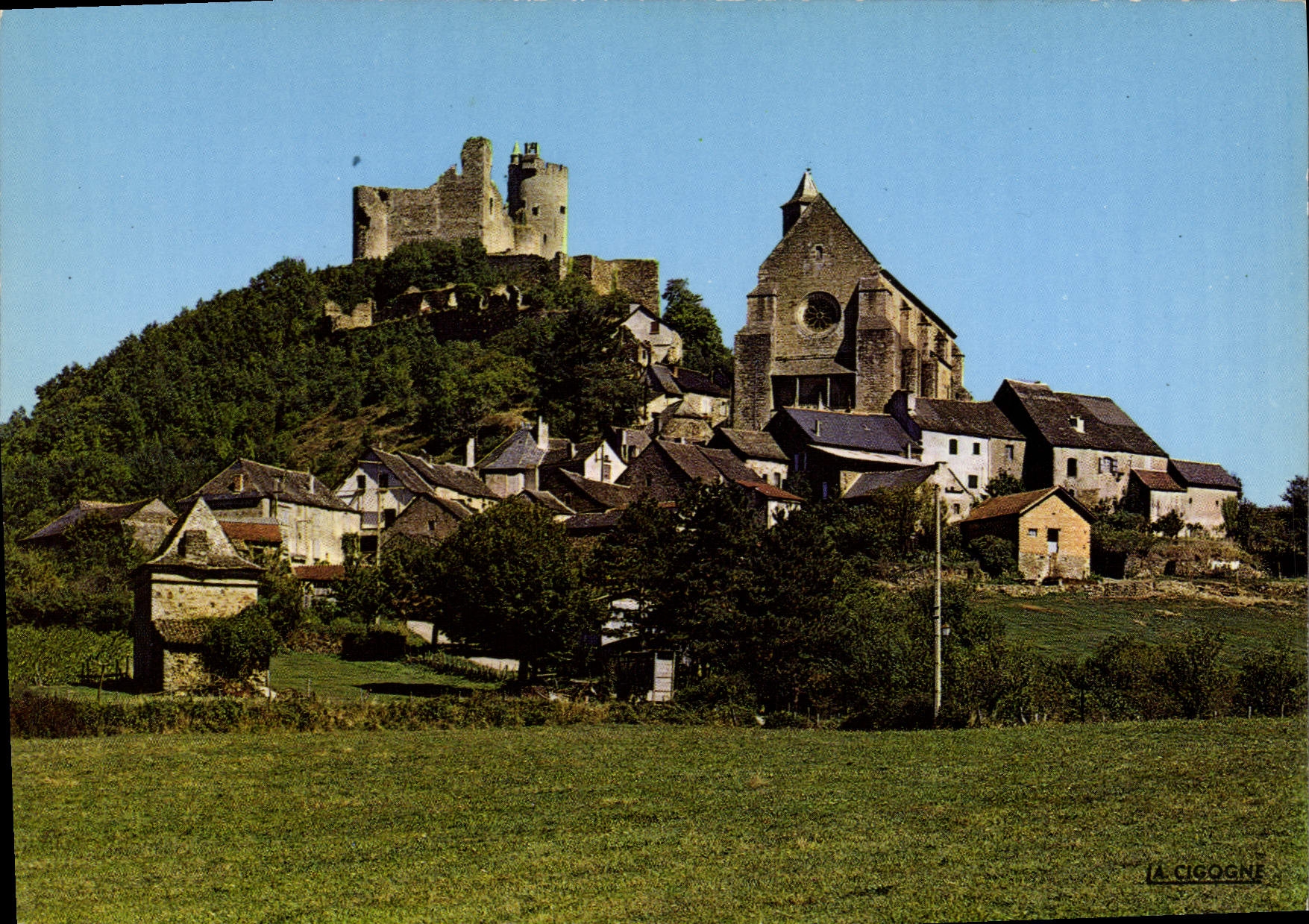 CPA Najac Aveyron Vue generale Le Chateau et l'Eglise 