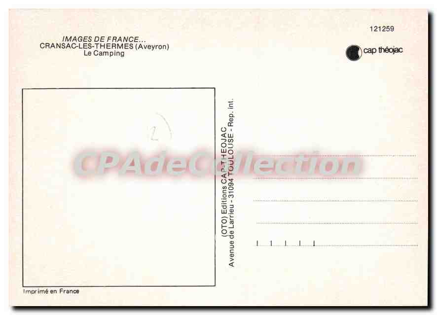 CPA Images de France Cransac les Thermes Aveyron Le Camping  — Rückseite