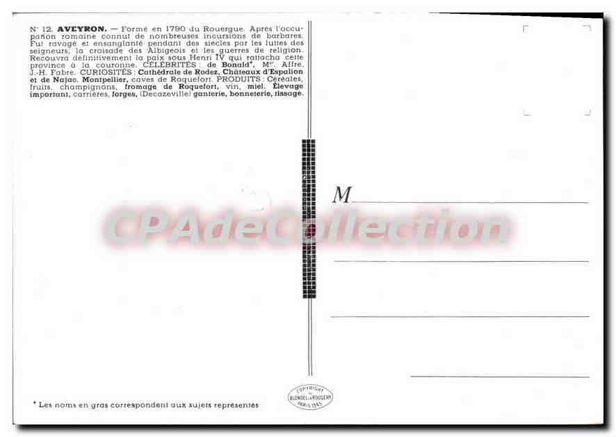 CPA Aveyron Montpellier Le Vieux de Cazeville  — Rückseite