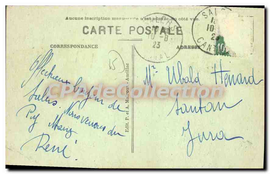CPA Le Cantal Pittoresque Salers La Maison Sevestile et le monument Tyssandier d'Escous  — Verso