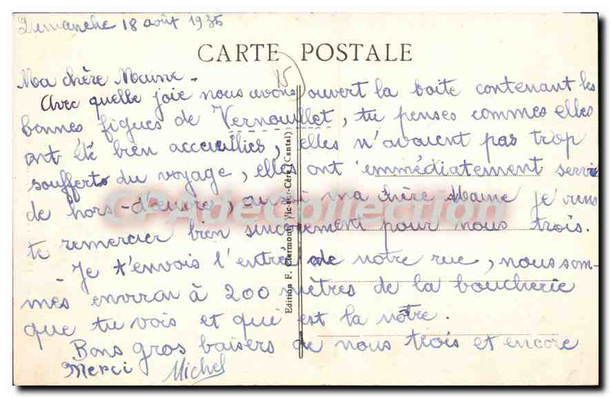 CPA Vic sur Cere Maison des Princes de Monaco  — Back