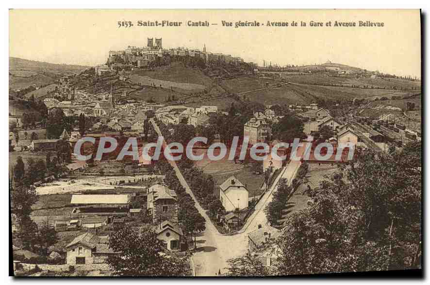 CPA Saint Flour Cantal Vue generale Avenue de la Gare et Avenue Bellevne 