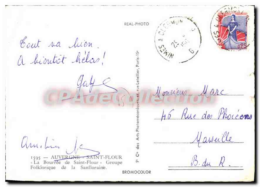 CPA Auvergne Saint Flour La Bourree de Saint Flour Groupe Folklorique de la Sanfloraine  — Back