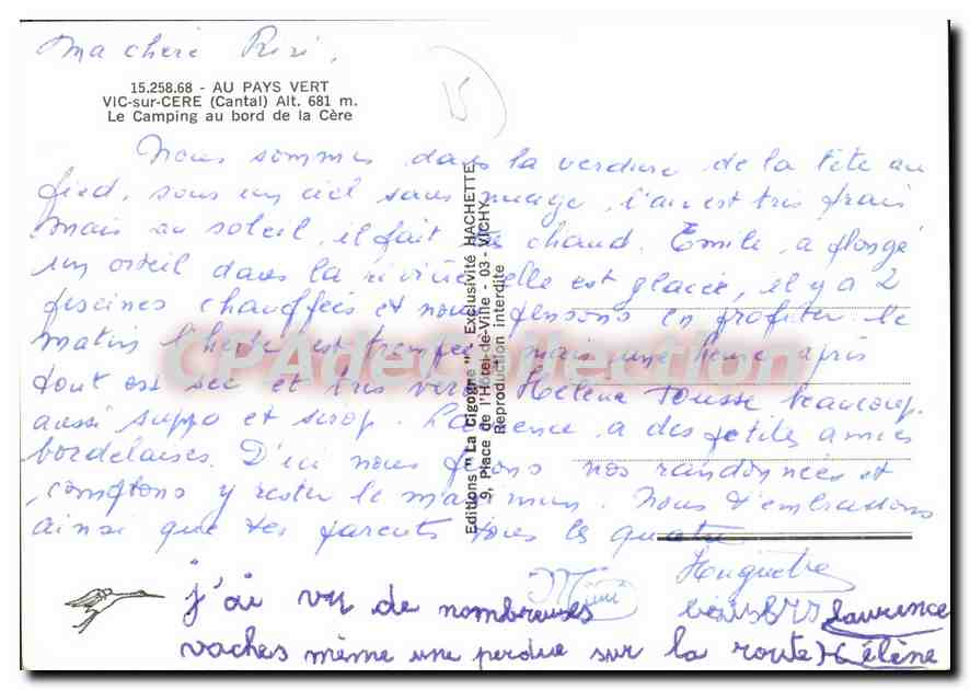CPA Au Pays Vert Vic sur Cere Cantal Le Camping au Bord de la Cere  — Verso