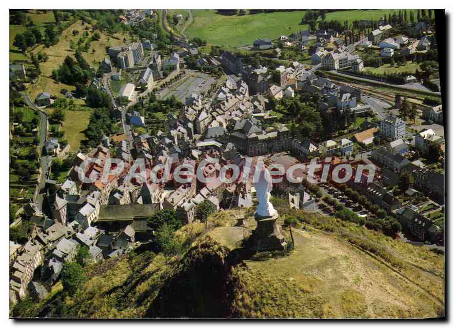 CPA Image du Cantal Murat Vue Panoramique de la cite au pied du rocher de Bonnevie planted d'une sta