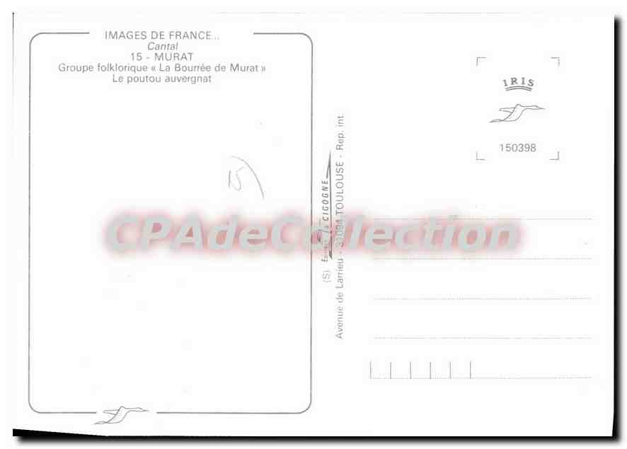CPA Images de France Cantal Murat Groupe folklorique  — Back