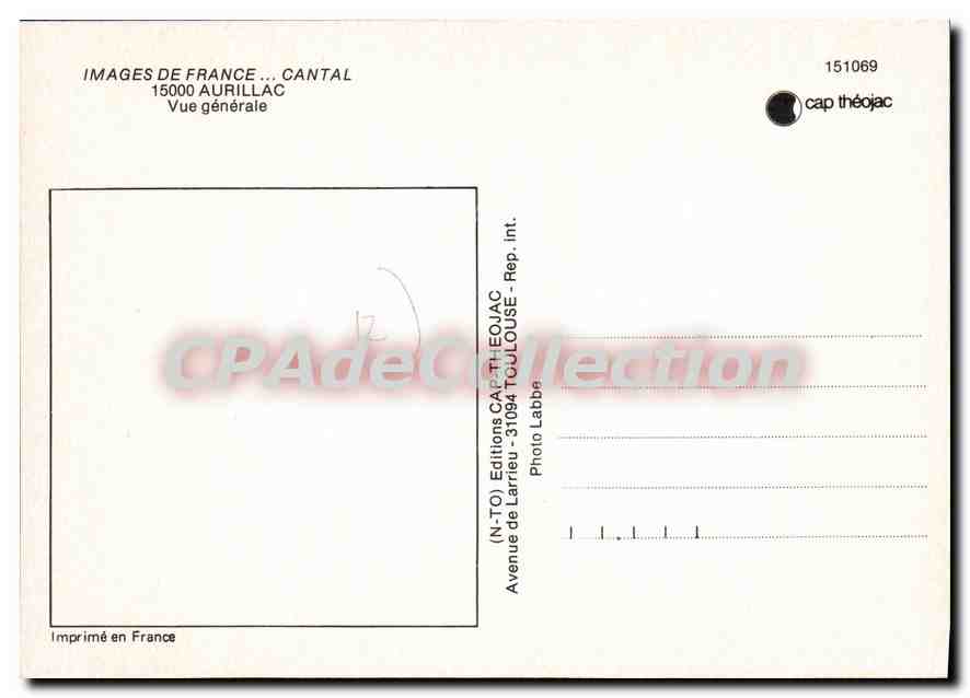 CPA Images de France Cantal Aurillac Vue generale  — Back
