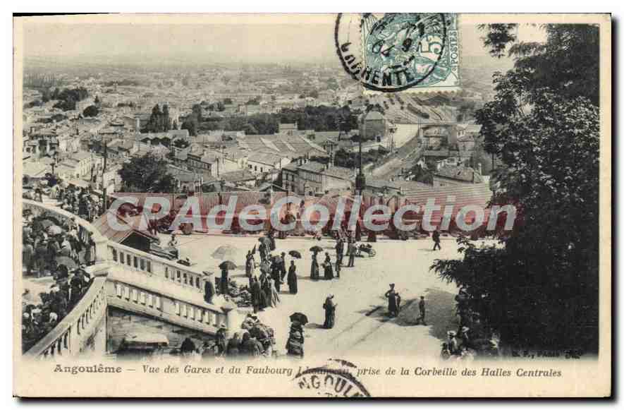 Angoulême — Vue des Gares et du Faubourg L'Hommeau, prise de la Corbeille des Halles Centrales — S. P. Paris, 56