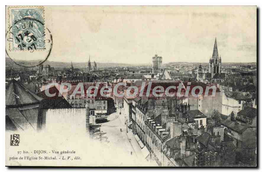 CPA DIJON vue générale prise de l'église Saint-Michel