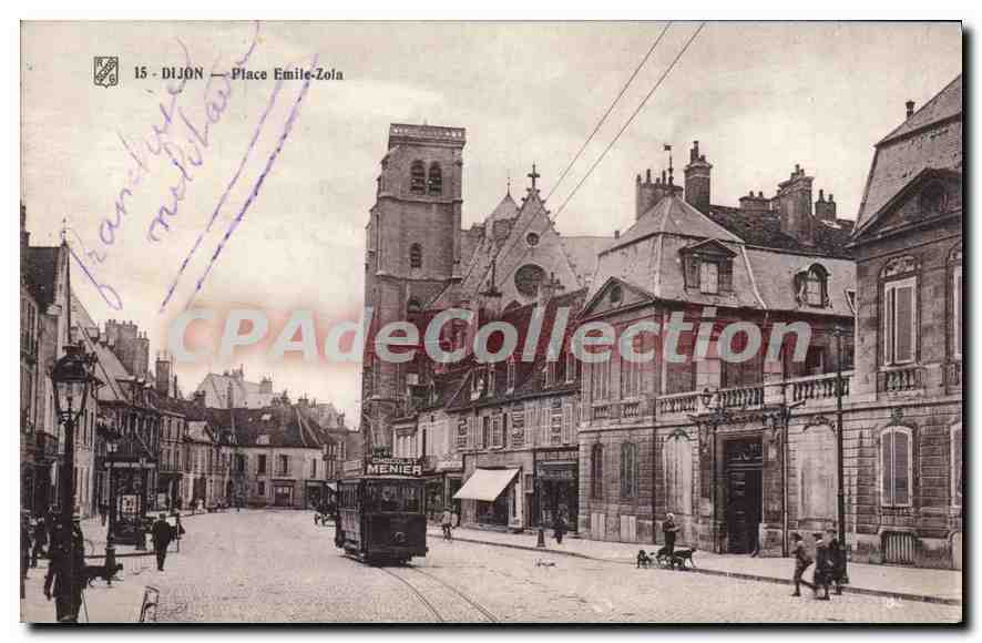 CPA DIJON place Emile Zola Tramway