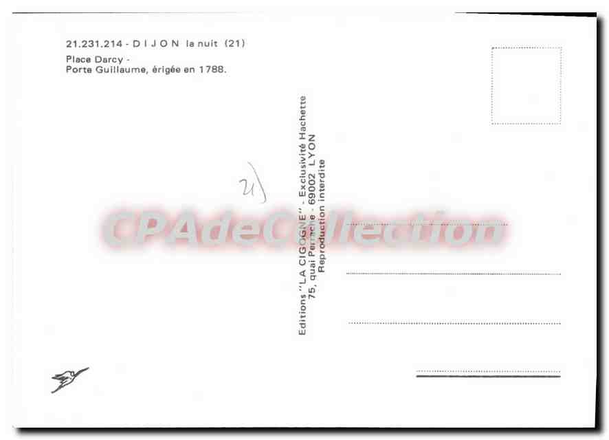 CPSM DIJON place Darcy Porte Guillaume — Rückseite