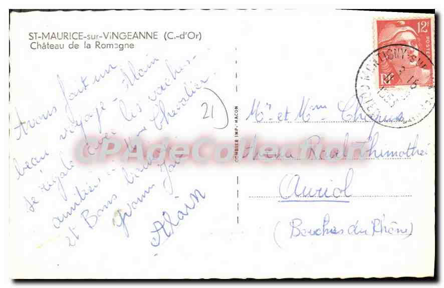 Château de la Romagne — ST-MAURICE-sur-VINGEANNE (C.-d'Or) — Châtier Imp. HACON — Reverso