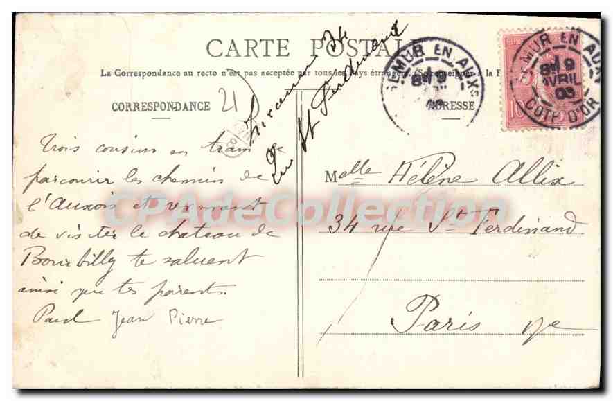 Château de Bourbilly — Côte-d'Or — H. Bogureau, édit, Châtillon-sur-Seine, n°31 — Verso