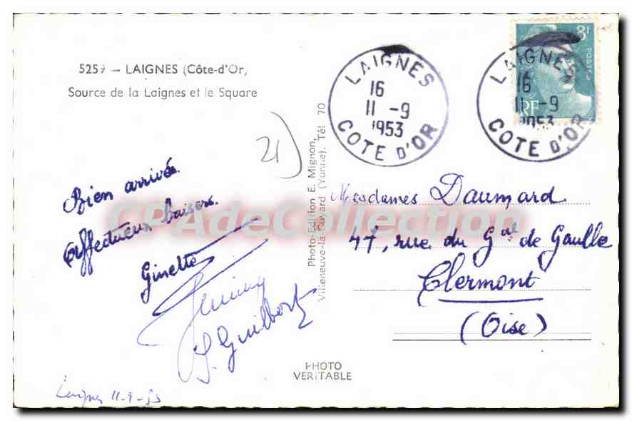 Laignes (Côte-d'Or) — Source de la Laignes et le Square — É. Mignon — Verso