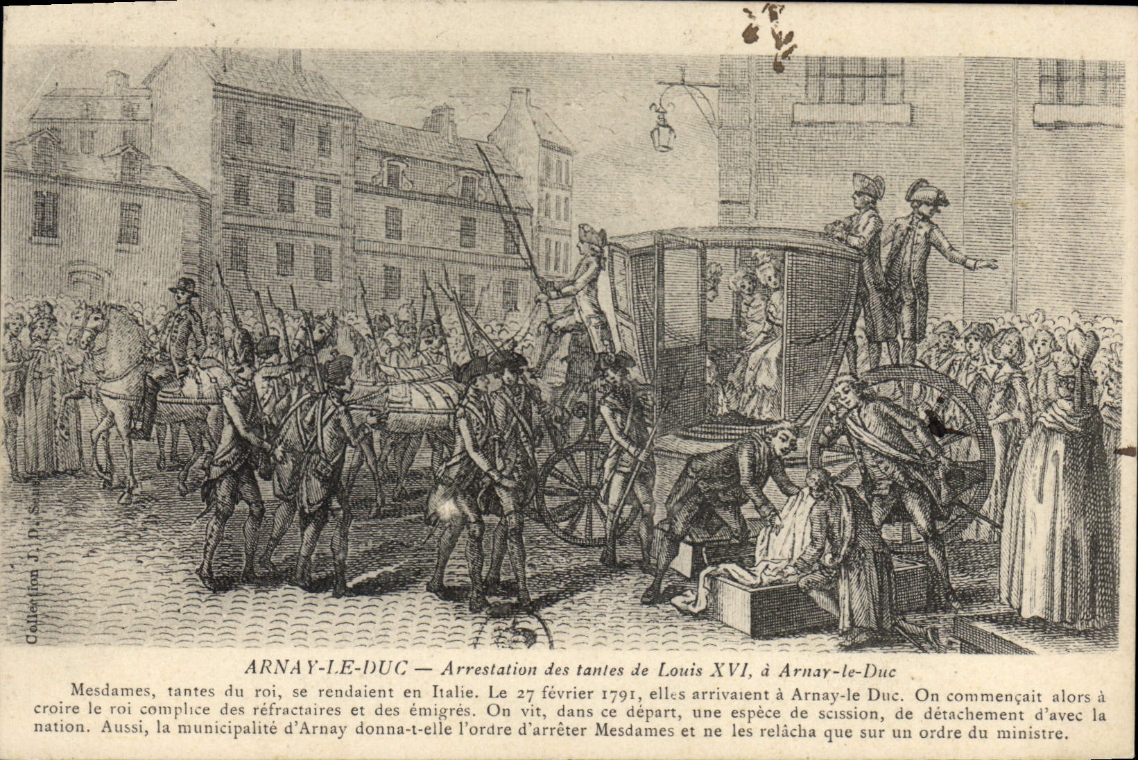 CPA ARNAY-LE-DUC arrestation des tantes de Louis XVI
