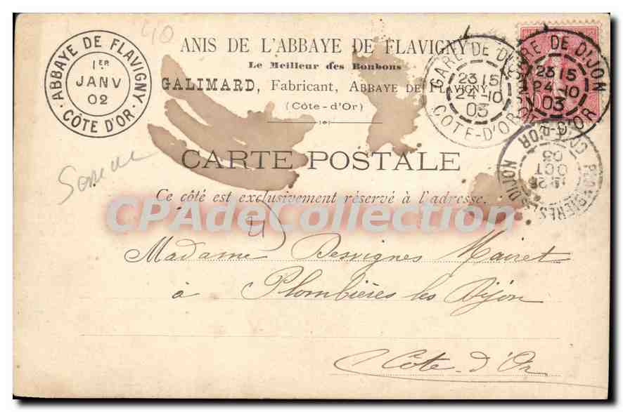 CPA DARCEY par FLAVIGNY place des Terreaux — Rückseite