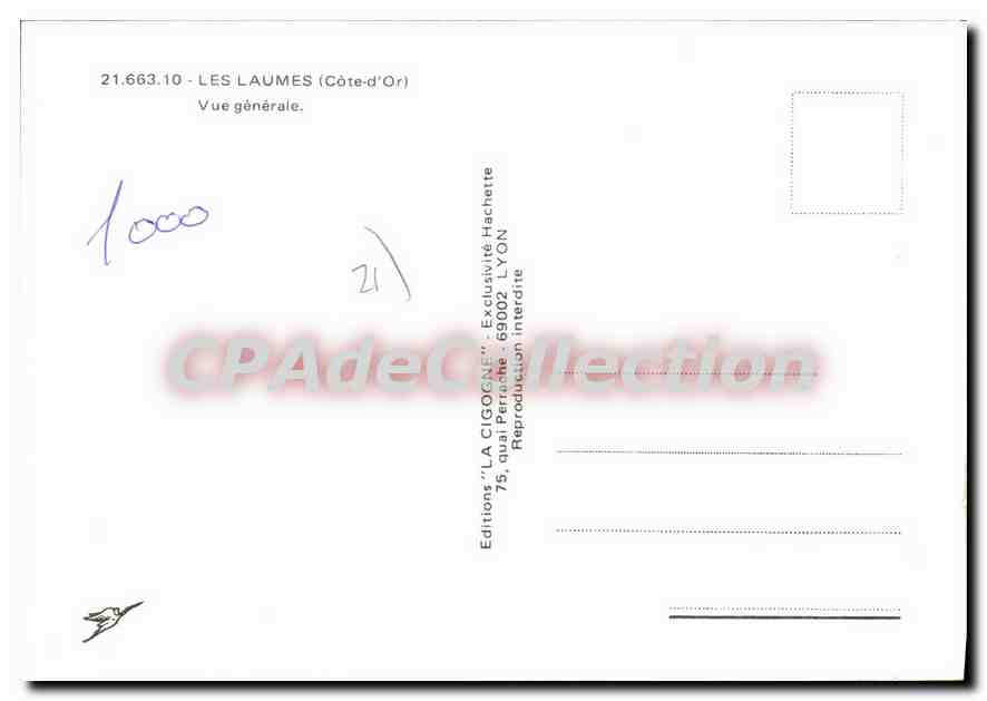 Les Laumes (Côte-d'Or) — Vue générale — Editions 'LA CIGOGNE', Lyon — Verso