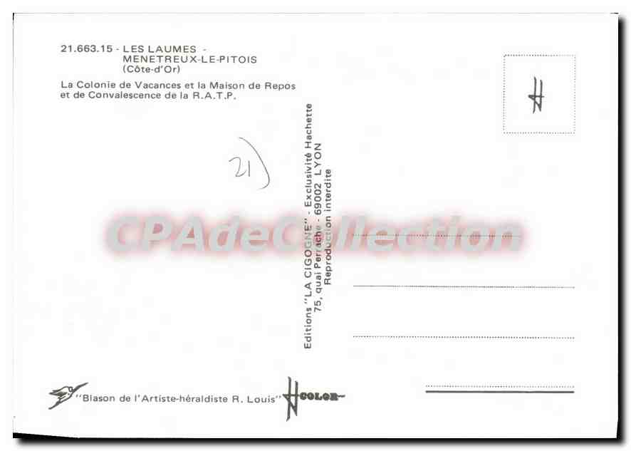 CPSM LES LAUMES MENETREUX-le-PITOIS colonie RATP — Rückseite