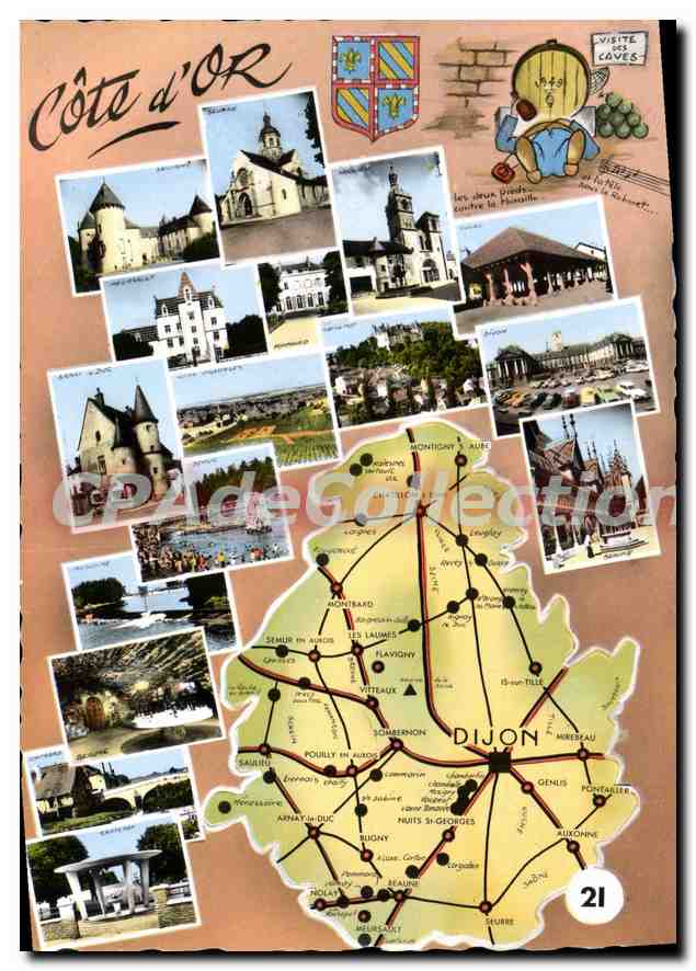 CPSM carte touristique Côte d'Or